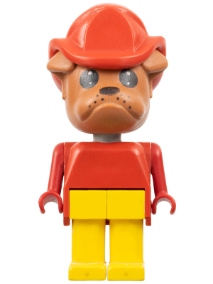 Fabuland Bulldog - Barty Bulldog (Fire Chief), Brown Head, Red Fire Helmet, Yellow Legs (fab2g)