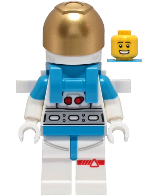 Lunar Research Astronaut - Male, White and Dark Azure Suit, White Helmet, Metallic Gold Visor, Backpack Clips, Open Mouth Smile (cty1424)