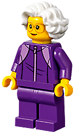 Plane Passenger - Grandmother, Dark Purple Tracksuit, White Wavy Hair, Glasses (cty1195)