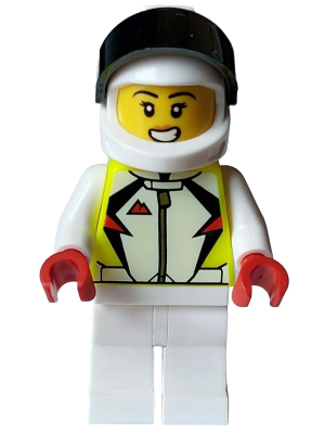 Stuntz Driver - Female, Neon Yellow Jacket, White Legs, White Helmet with Black Visor (cty1591)