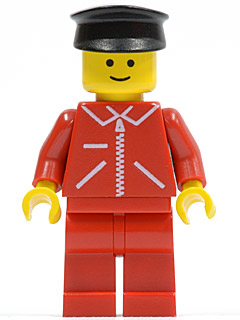Jacket Red with Zipper - Red Arms - Red Legs, Black Hat (jred005)