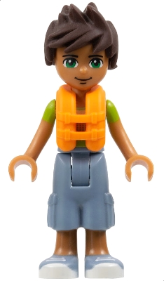 Friends Liam - Sand Blue Long Shorts, Lime and Yellow T-Shirt, Life Jacket (frnd0231)