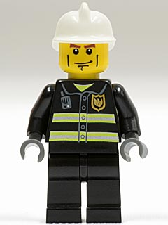 Fire - Reflective Stripes, Black Legs, White Fire Helmet, Cheek Lines, Dark Bluish Gray Hands (cty0020)