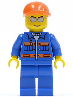 Blue Jacket with Pockets and Orange Stripes, Blue Legs, Orange Short Bill Cap, Silver Sunglasses (cty0227)
