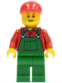 Overalls Farmer Green, Red Short Bill Cap (twn115)