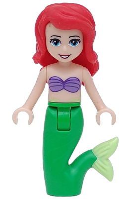 Ariel, Mermaid (Light Nougat) - Medium Lavender Shell Bra Top, Bright Green Tail, Medium Azure Eyes (dp001)