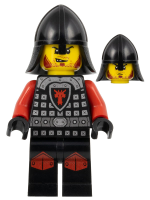 Castle - Dragon Knight Scale Mail with Dragon Shield and Shoulder Armor, Knee Pads, Helmet with Neck Protector, Angry Scowl (cas529)