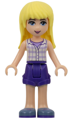Friends Stephanie - Dark Purple Shorts, White Plaid Button Shirt (frnd0163)