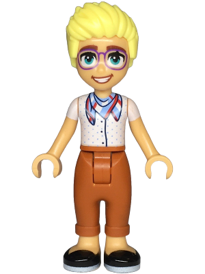 Friends Olly - White Shirt with Bandana, Dark Orange Trousers, Black Shoes (frnd0769)