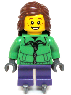 Winter Jacket Zipper, Dark Purple Short Legs, Reddish Brown Female Hair Mid-Length, Ice Skates (hol039)