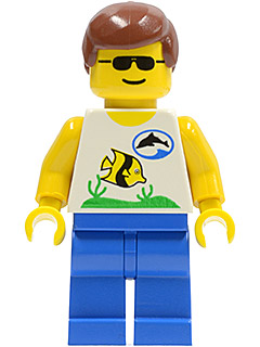 Divers - Boatie, Fish and Dolphin Shirt, Brown Male Hair (div004)