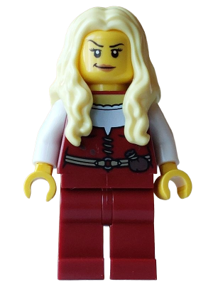 Pirate - Female, Dark Red Vest and Legs, Bright Light Yellow Long Wavy Hair (bdp255)