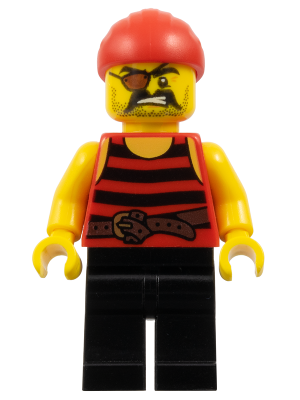 Pirate 1 - Black and Red Stripes, Black Legs, Eye Patch (pi159)
