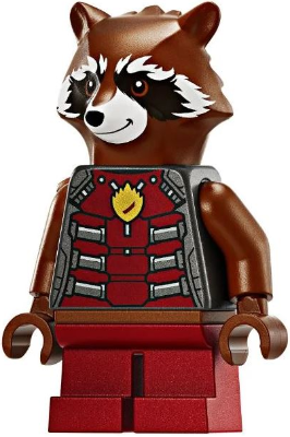 Rocket Raccoon - Dark Red and Pearl Dark Gray Outfit, Reddish Brown Head (sh0936)