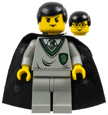 Gregory Goyle - Light Gray Slytherin Sweater and Legs, Black Cape with Stars, Black Hair (hp026)