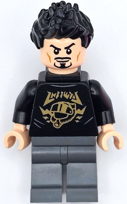 Tony Stark - Black Shirt with Gold Helmet, Pin Holder on Back (sh0928)