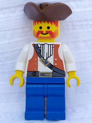 Pirate Brown Vest Ascot, Blue Legs, Brown Pirate Triangle Hat (pi054)