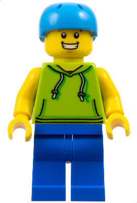Skateboarder - Male, Lime Hoodie, Blue Legs, Dark Azure Helmet (cty1138)