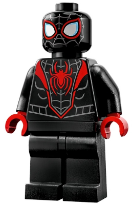 Spider-Man (Miles Morales) - Dark Bluish Gray Webbing on Head, Red Hands (sh0855)