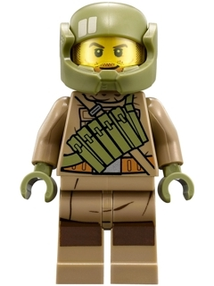 Resistance Trooper - Dark Tan Hoodie Jacket, Ammo Pouch, Stubble, Helmet with Chin Guard (sw0892)
