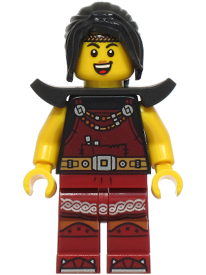Blacksmith - Female, Dark Red Overalls and Legs with Trim, Black Hair, Shoulder Pads (bdp209)