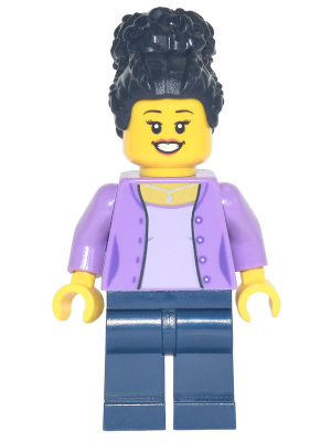 Mom - Medium Lavender Jacket, Dark Blue Legs, Black Coiled Hair (hol255)