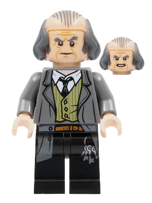 Argus Filch - Bald on Top, Dark Bluish Gray Jacket (hp140)