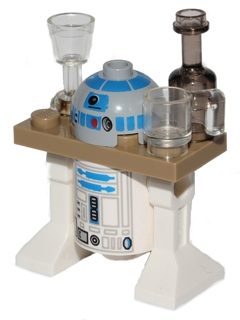 Astromech Droid, R2-D2 - Dark Tan Serving Tray, Light Bluish Gray Head (sw0217a)