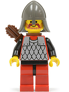Scale Mail - Red with Black Arms, Red Legs with Black Hips, Dark Gray Neck-Protector, Quiver (cas163a)