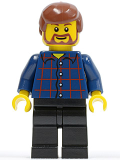 Plaid Button Shirt, Black Legs, Reddish Brown Male Hair, Reddish Brown Beard and Eyebrows (twn150)