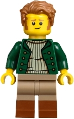 Vampire Castle Visitor - Male, Dark Green Open Jacket, Dark Tan Legs with Reddish Brown Boots, Medium Nougat Hair (bdp239)