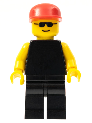 Plain Black Torso with Yellow Arms, Black Legs, Sunglasses, Red Cap (pln005)