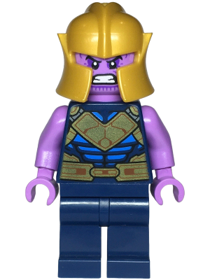 Thanos - Minifigure, Dark Blue and Gold Outfit, Medium Lavender Arms, Helmet (sh0906)