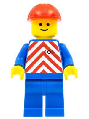 Red & White Stripes - Blue Legs, Red Construction Helmet (trn049)