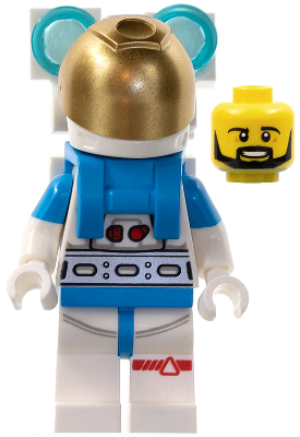 Lunar Research Astronaut - Male, White and Dark Azure Suit, White Helmet, Metallic Gold Visor, Backpack Lights, Beard (cty1414)