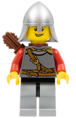 Kingdoms - Lion Knight Scale Mail with Chest Strap and Belt, Helmet with Neck Protector, Quiver, Open Grin (cas448)