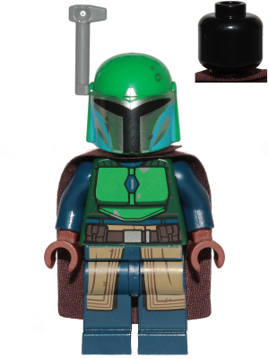 Mandalorian Tribe Warrior (Idalia Desta) - Female, Dark Brown Cape, Green Helmet with Antenna / Rangefinder (sw1078)