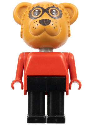 Fabuland Bear - Roger Raccoon, Black Legs, Red Top, Small Eyes Mask (fab12a)