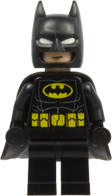 Batman - Black Suit, Yellow Belt with Medium Nougat Details, Cowl with White Eyes, Flexible Rubber Cape (sh1123)