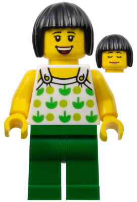 Ludo Green - Female, White Halter Top with Green Apples and Lime Spots, Green Legs, Black Bob Cut Hair, Freckles (twn350)