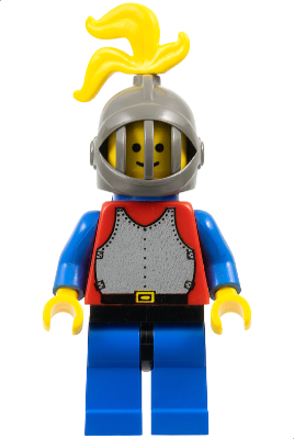 Breastplate - Red with Blue Arms, Blue Legs with Black Hips, Dark Gray Grille Helmet, Yellow Plume, Blue Plastic Cape (cas414)