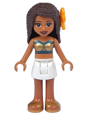 Friends Andrea - White Skirt, Dark Turquoise and Gold Swimsuit Tube Top, Flower (frnd0331)