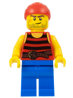 Pirate 3 - Black and Red Stripes, Blue Legs, Scar (pi161)