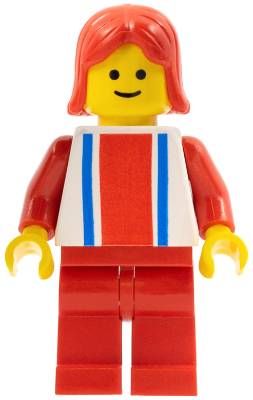 Vertical Lines Red & Blue - Red Arms - Red Legs, Red Female Hair (ver006)