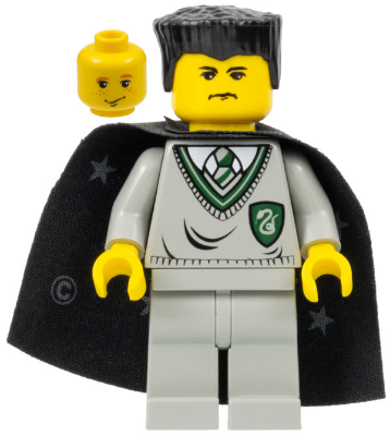Vincent Crabbe - Light Gray Slytherin Sweater and Legs, Black Cape with Stars, Black Flat Top (Ron Weasley Transformation) (hp027)