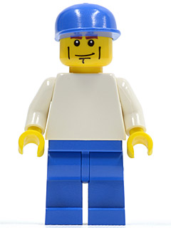 Plain White Torso with White Arms, Blue Legs, Blue Cap (Soccer Player) (soc134)