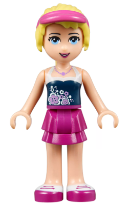 Friends Stephanie - Magenta Layered Skirt, Dark Blue Top, Hair with Visor (frnd0083)