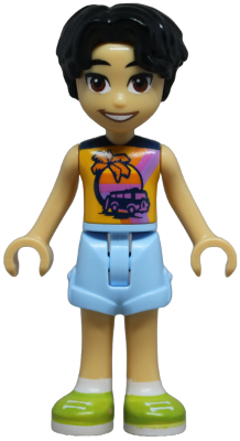 Friends Niko - Bright Light Orange Sleeveless Shirt, Bright Light Blue Shorts, Lime Shoes (frnd0752)