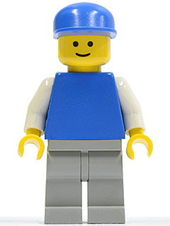 Plain Blue Torso with White Arms, Light Gray Legs, Blue Cap (pln144)