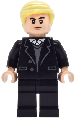 Draco Malfoy - Black Suit, Dark Bluish Gray Sweater (hp532)